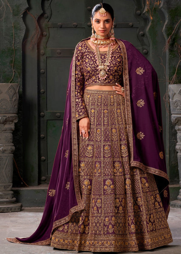 Beautiful Purple Color Georgette Fabric Party Wear Lehenga