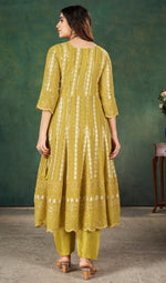 Tasteful Yellow Color Georgette Fabric Partywear Suit