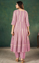 Tasteful Pink Color Georgette Fabric Partywear Suit