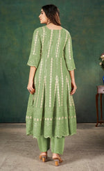 Tasteful Green Color Georgette Fabric Partywear Suit