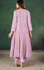 Tasteful Purple Color Georgette Fabric Partywear Suit