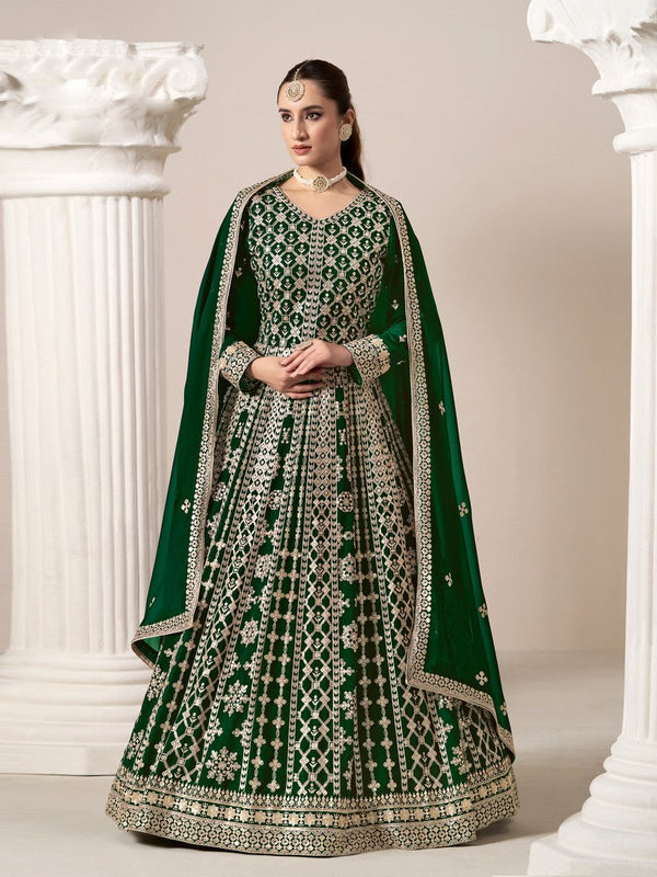 Striking Green Color Georgette Fabric Gown