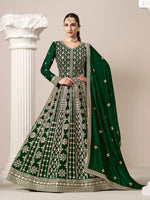 Striking Green Color Georgette Fabric Gown