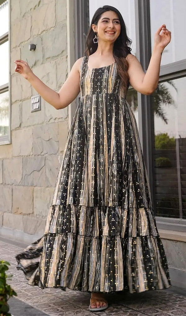 Superb Grey Color Rayon Fabric Gown