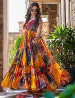 Superb Multi  Color Rayon Fabric Gown