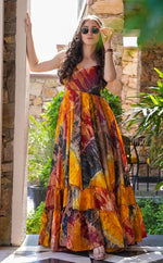 Superb Multi  Color Rayon Fabric Gown