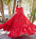 Superb Red Color Rayon Fabric Gown