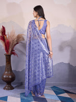 Lovely Blue Color Net Fabric Partywear Saree