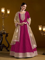 Tasteful Pink Color Chanderi Fabric Gown