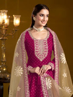 Tasteful Pink Color Chanderi Fabric Gown