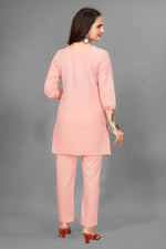 Lovely Peach Color Cotton Fabric Cord Set