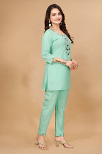 Lovely Green Color Cotton Fabric Cord Set