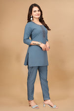Lovely Grey Color Cotton Fabric Cord Set