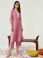 Lovely Pink Color Silk Fabric Designer Kurti With Bottom and Dupatta