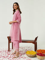 Lovely Pink Color Silk Fabric Designer Kurti With Bottom and Dupatta