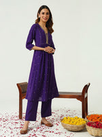 Lovely Purple Color Chanderi Fabric Designer Kurti With Bottom and Dupatta