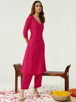 Lovely Pink Color Chanderi Fabric Designer Kurti With Bottom and Dupatta