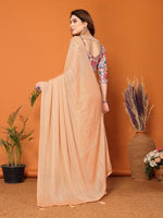 Beauteous Orange Color Polyester Fabric Partywear Saree