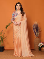 Beauteous Orange Color Polyester Fabric Partywear Saree