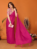 Beauteous Pink Color Polyester Fabric Casual Saree