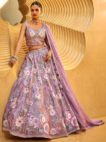 Lovely Purple Color Organza Fabric Party Wear Lehenga