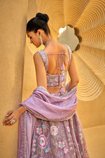 Lovely Purple Color Organza Fabric Party Wear Lehenga