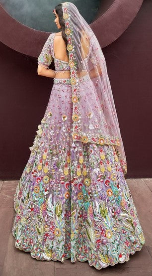 Lovely Pink Color Net Fabric Party Wear Lehenga