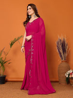 Beauteous Pink Color Georgette Fabric Designer Saree