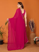 Beauteous Pink Color Georgette Fabric Designer Saree