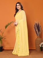 Beauteous Yellow Color Georgette Fabric Designer Saree