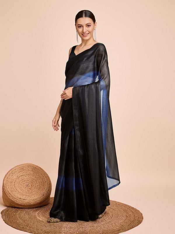 Beauteous Black Color Chiffon Fabric Casual Saree