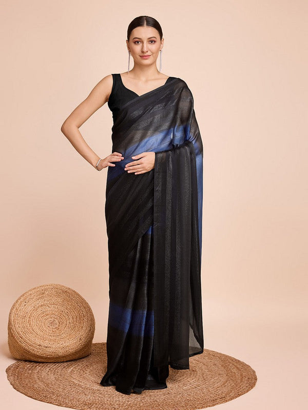 Beauteous Black Color Chiffon Fabric Casual Saree