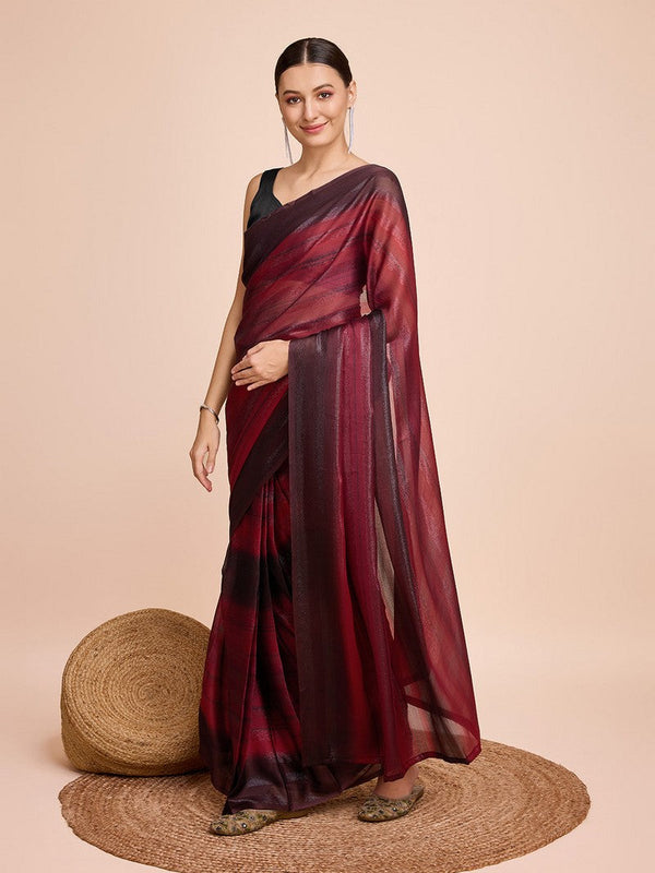 Beauteous Maroon Color Chiffon Fabric Casual Saree