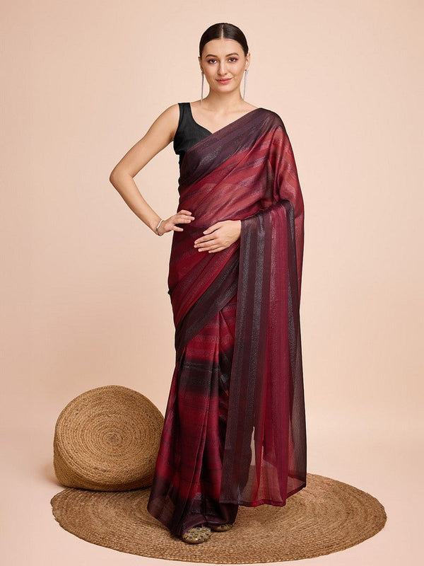 Beauteous Maroon Color Chiffon Fabric Casual Saree