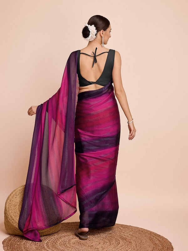 Beauteous Pink Color Chiffon Fabric Casual Saree