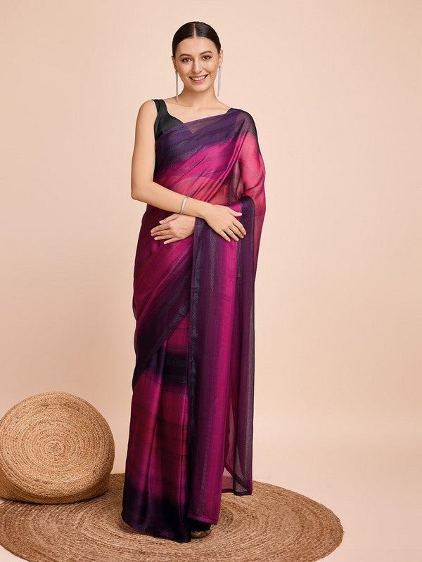 Beauteous Pink Color Chiffon Fabric Casual Saree