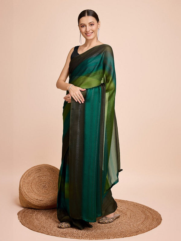 Beauteous Green Color Chiffon Fabric Casual Saree