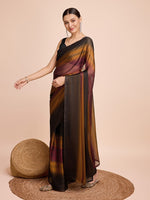 Beauteous Brown Color Chiffon Fabric Casual Saree