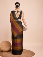 Beauteous Brown Color Chiffon Fabric Casual Saree