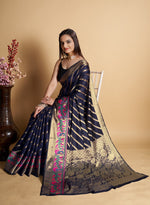 Elegant Navy Blue Color Silk Fabric Casual Saree