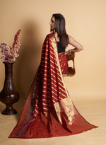 Elegant Maroon Color Silk Fabric Casual Saree