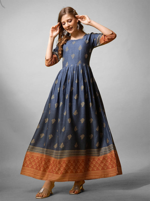 Striking Blue Color Rayon Fabric Casual Kurti