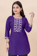 Striking Purple Color Rayon Fabric Casual Kurti