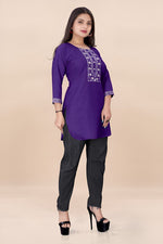 Striking Purple Color Rayon Fabric Casual Kurti