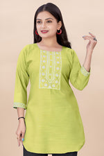 Striking Yellow Color Rayon Fabric Casual Kurti