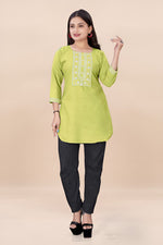 Striking Yellow Color Rayon Fabric Casual Kurti