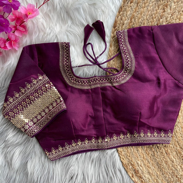 Lovely Wine Color Silk Fabric Blouse