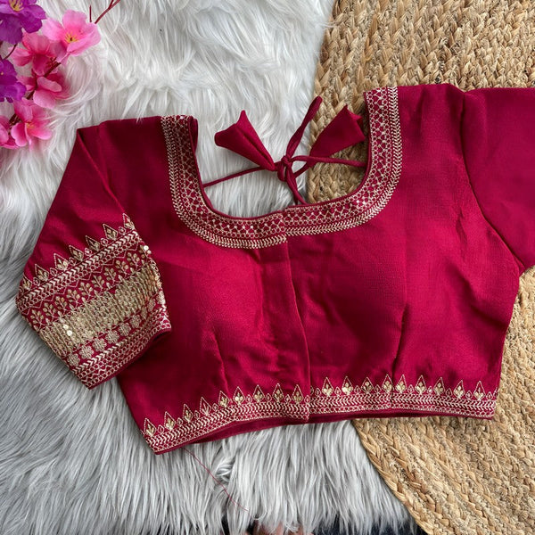 Lovely Magenta Color Silk Fabric Blouse