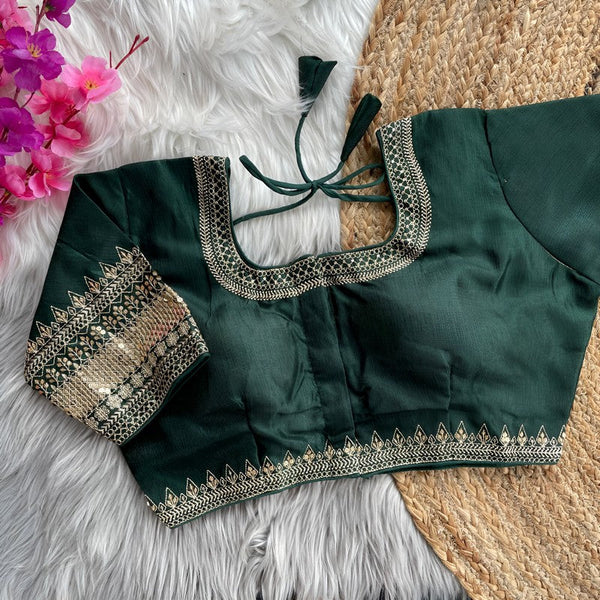 Lovely Green Color Silk Fabric Blouse