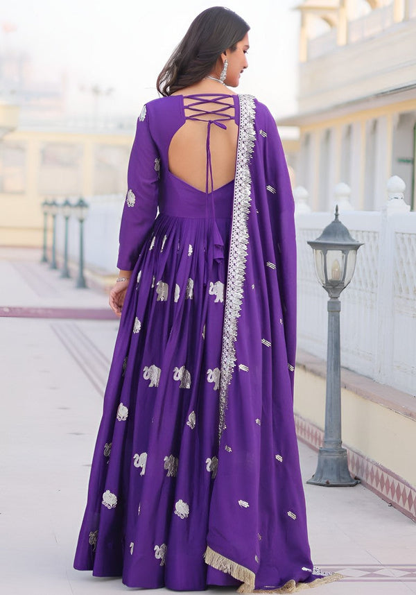 Beautiful Purple Color Georgette Fabric Gown